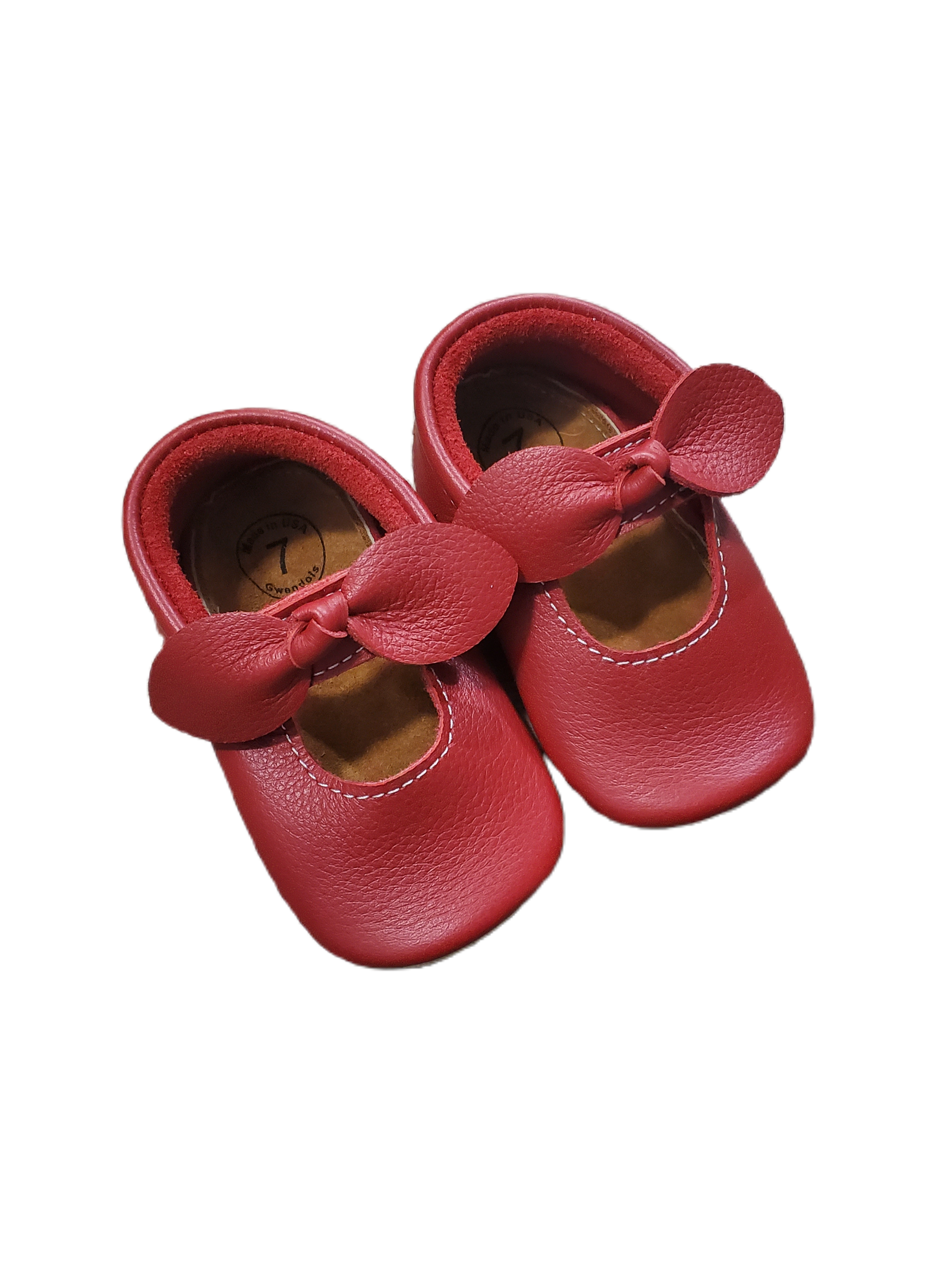 Christmas Red Scalloped Bow Moccasin