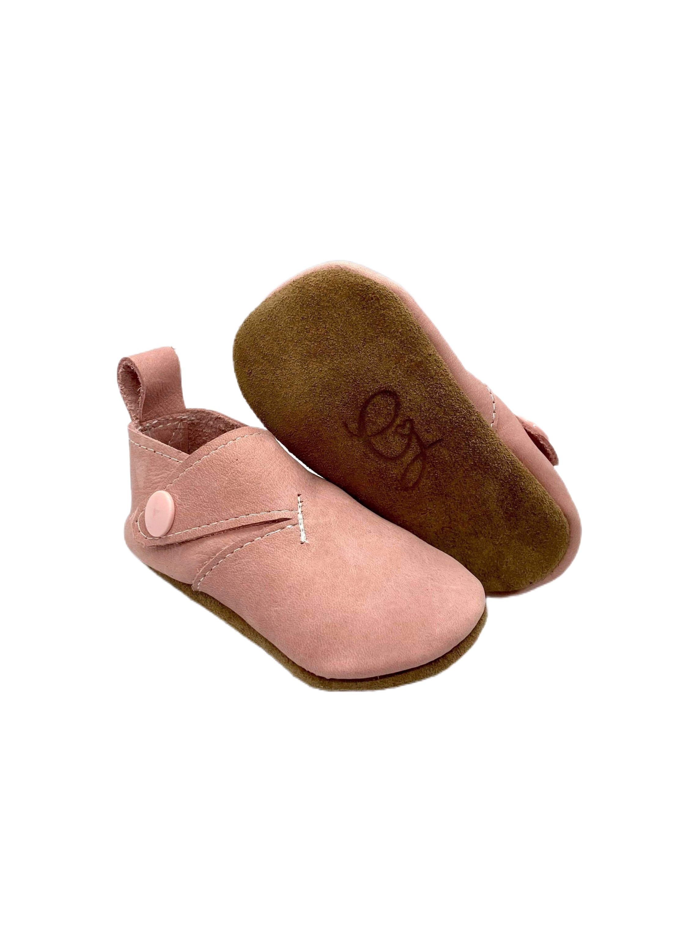 Pink Damask Side-Snap Mocc