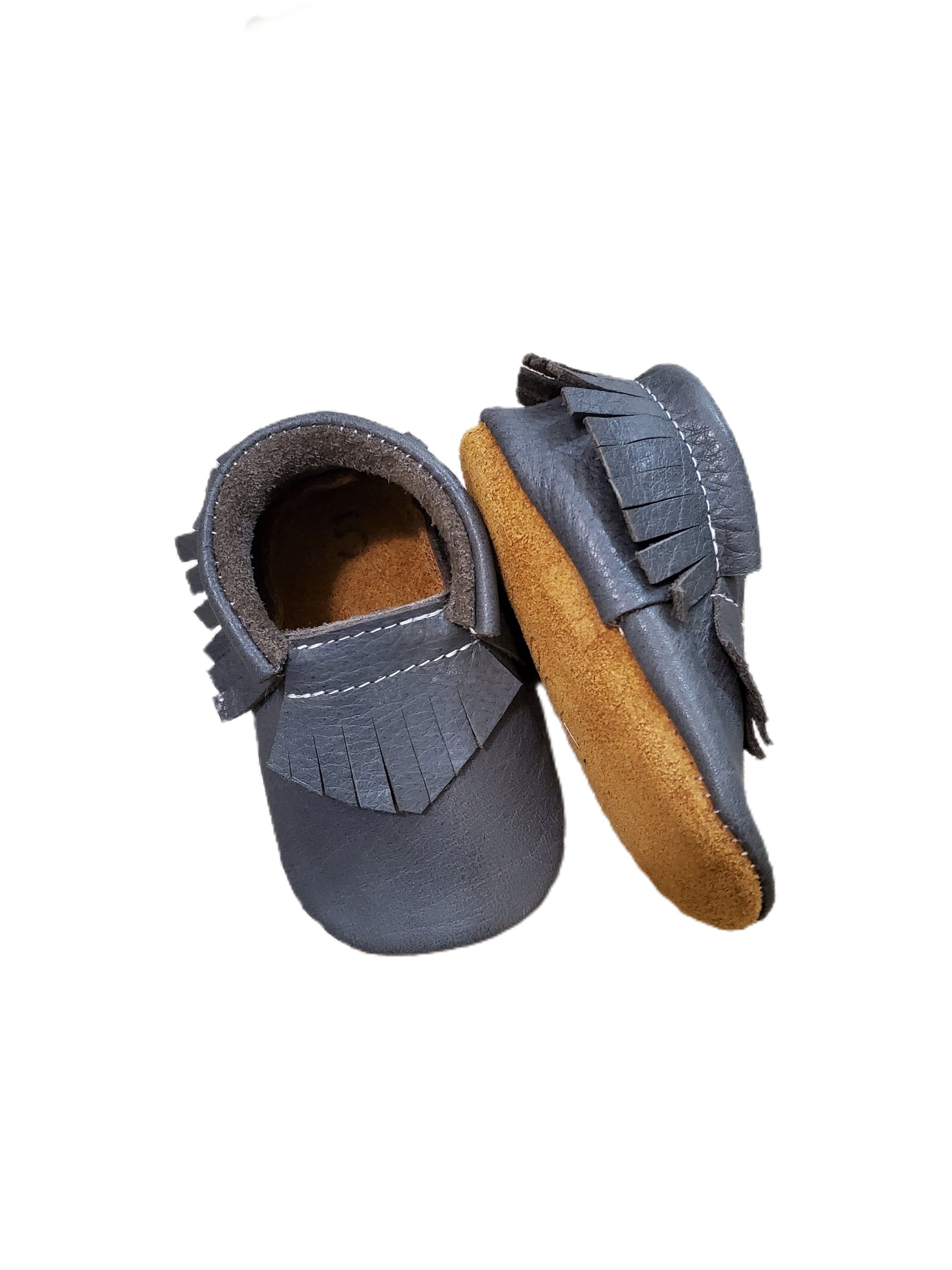 Smoked Grey Fringe Moccasin