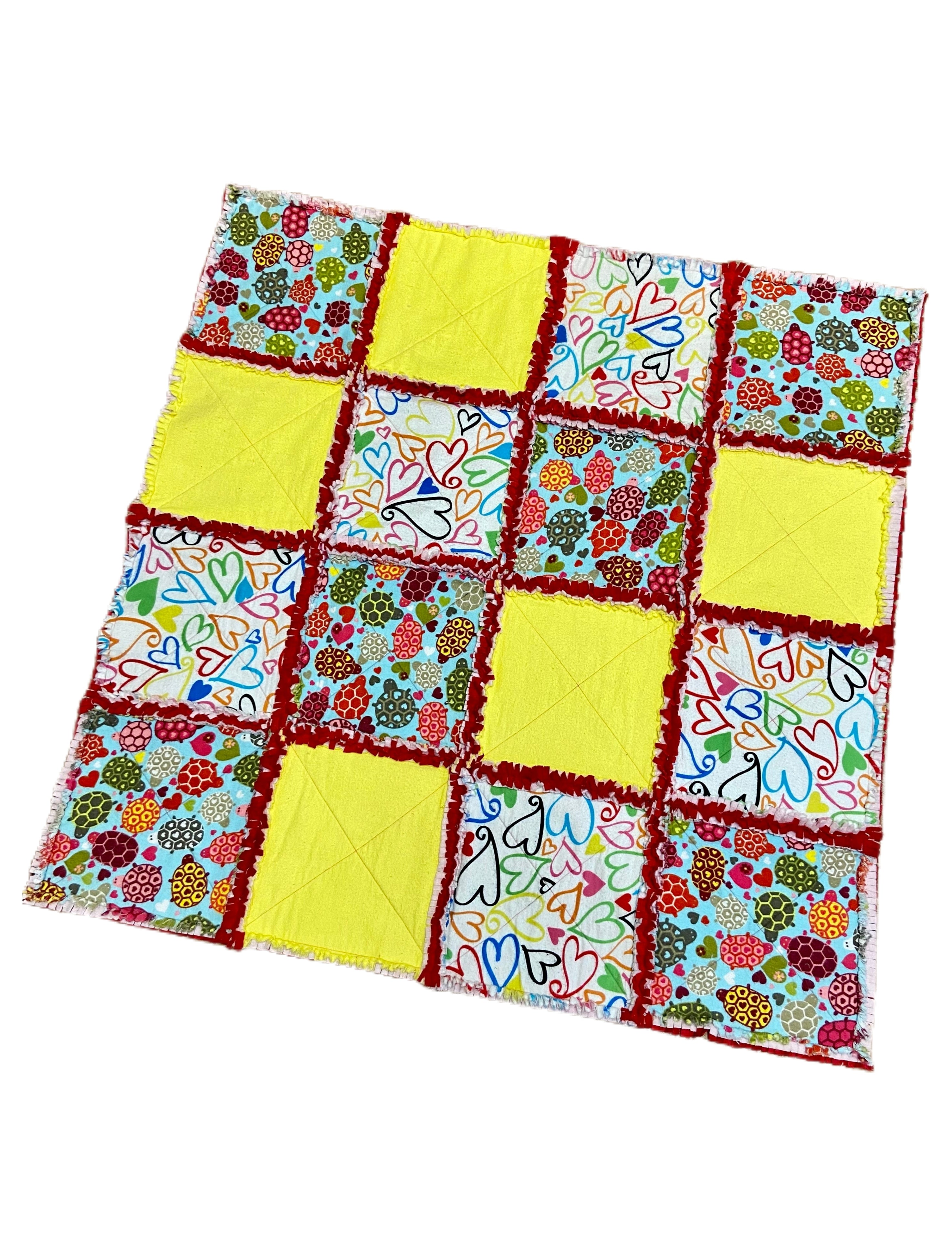 Rainbow hearts Minky Rag Quilt