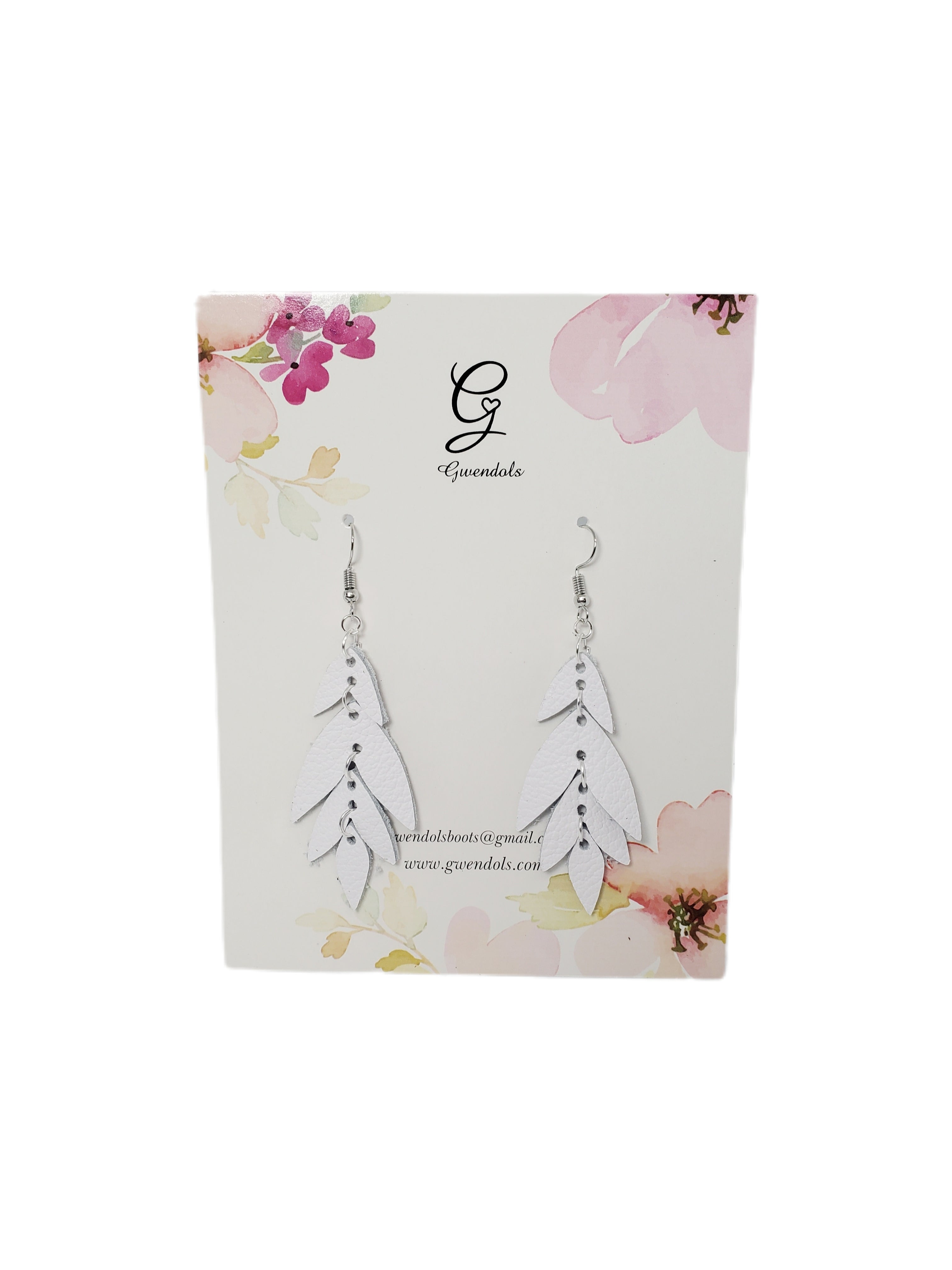 Feather White Earrings