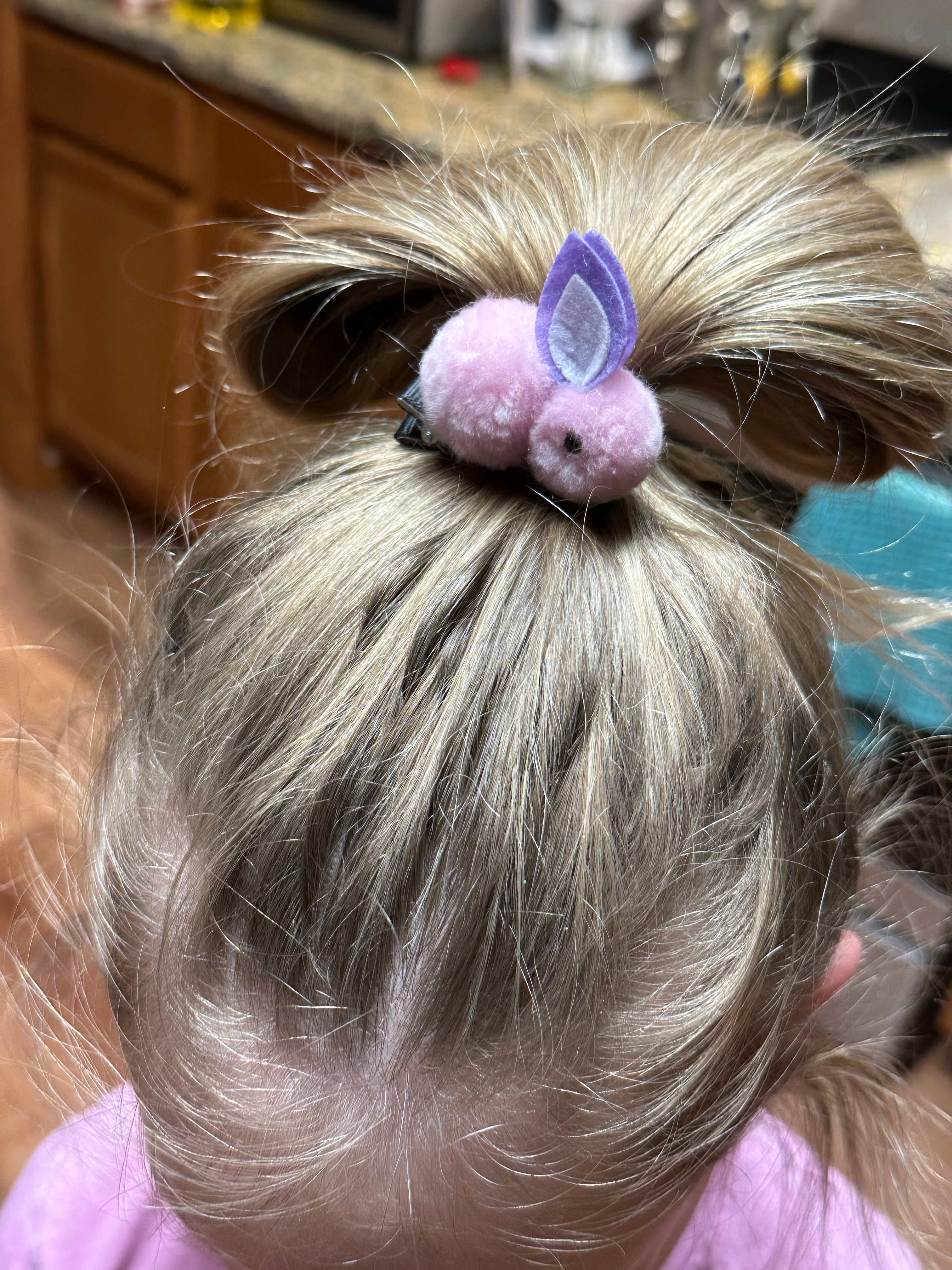 Pink and Purple Bunny Hair Clip