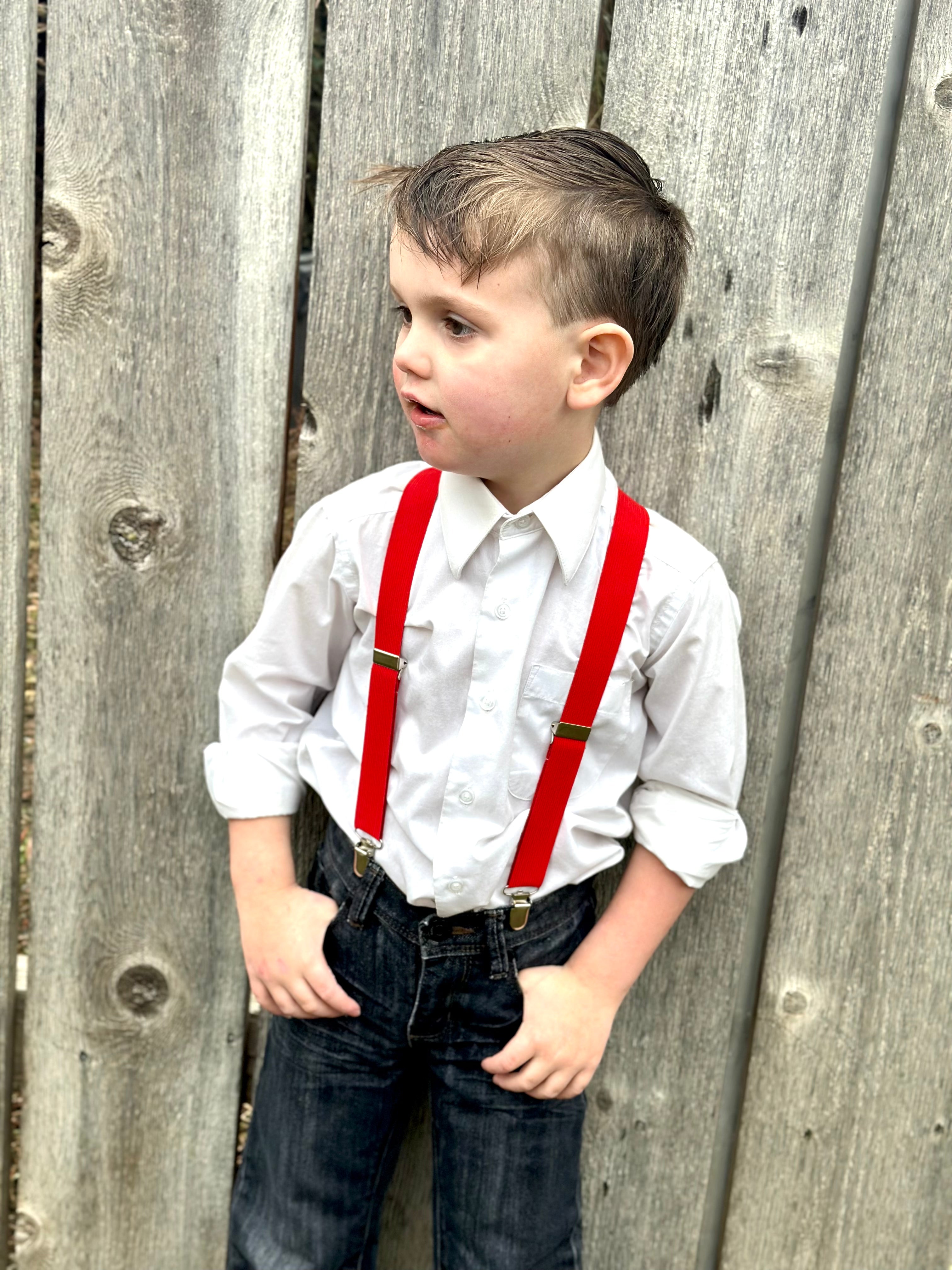Red Heart Back Suspenders 06-2T