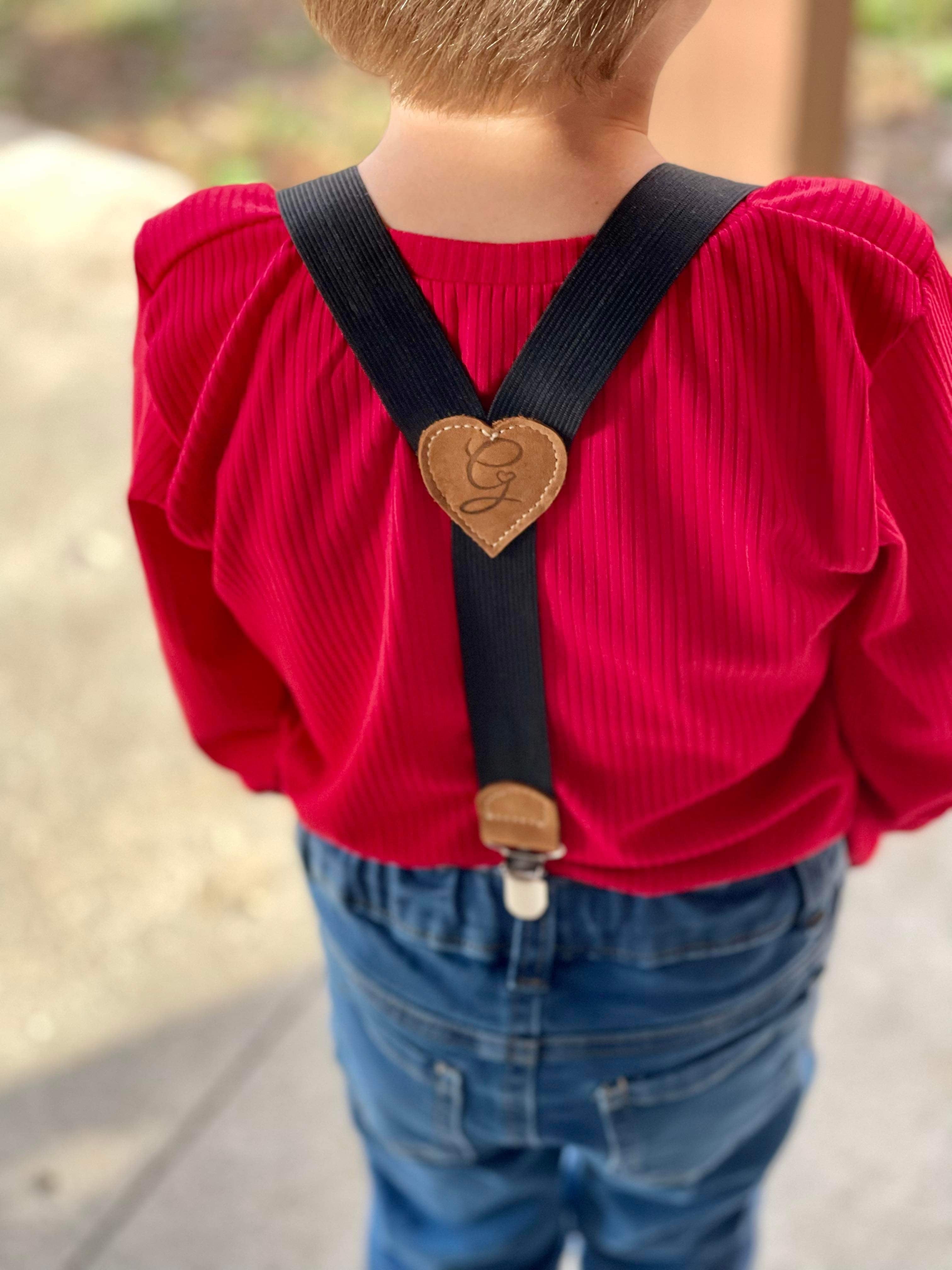 Black Heart Back Suspenders 2T-5T