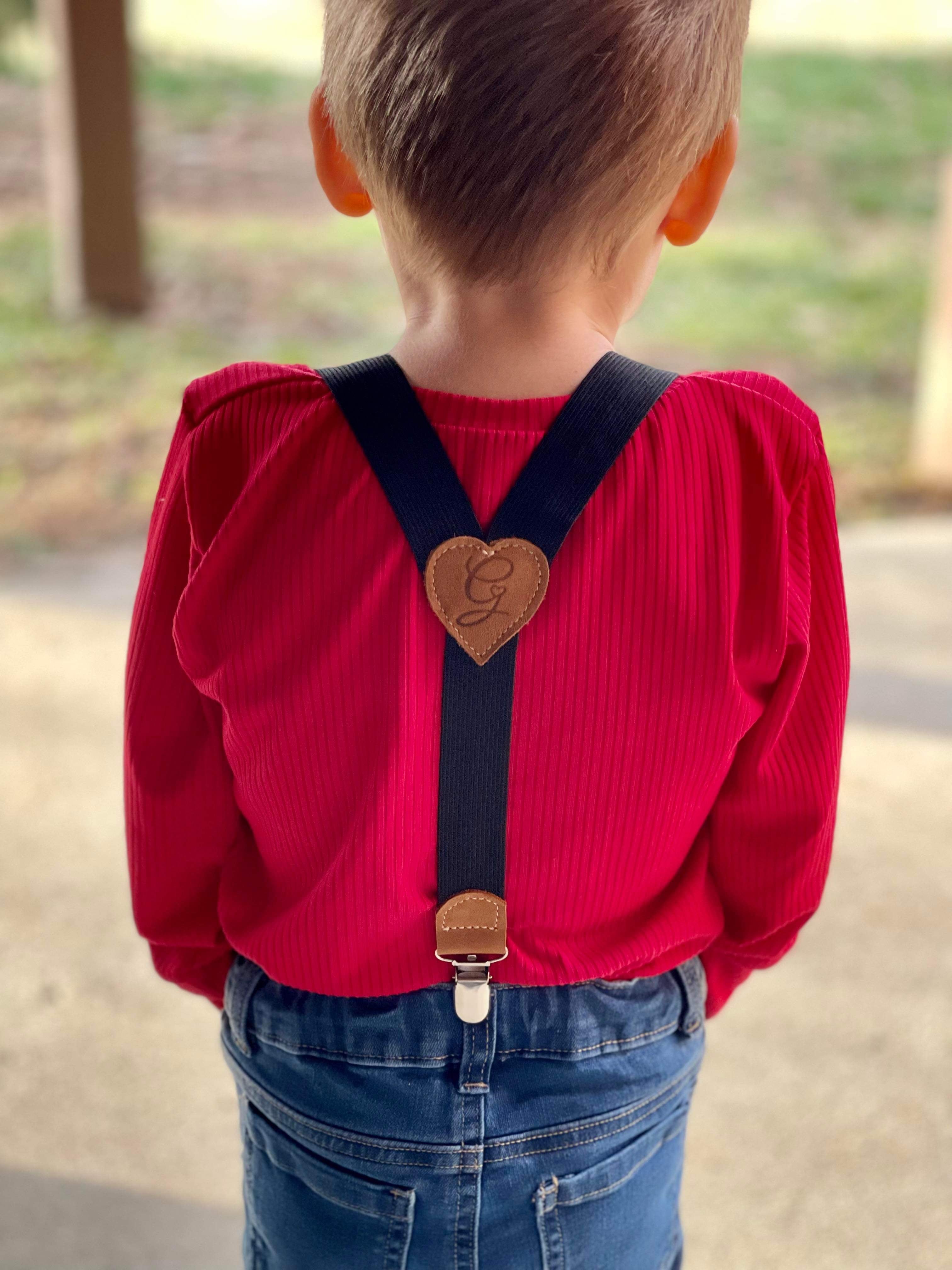 Black Heart Back Suspenders 06-2T