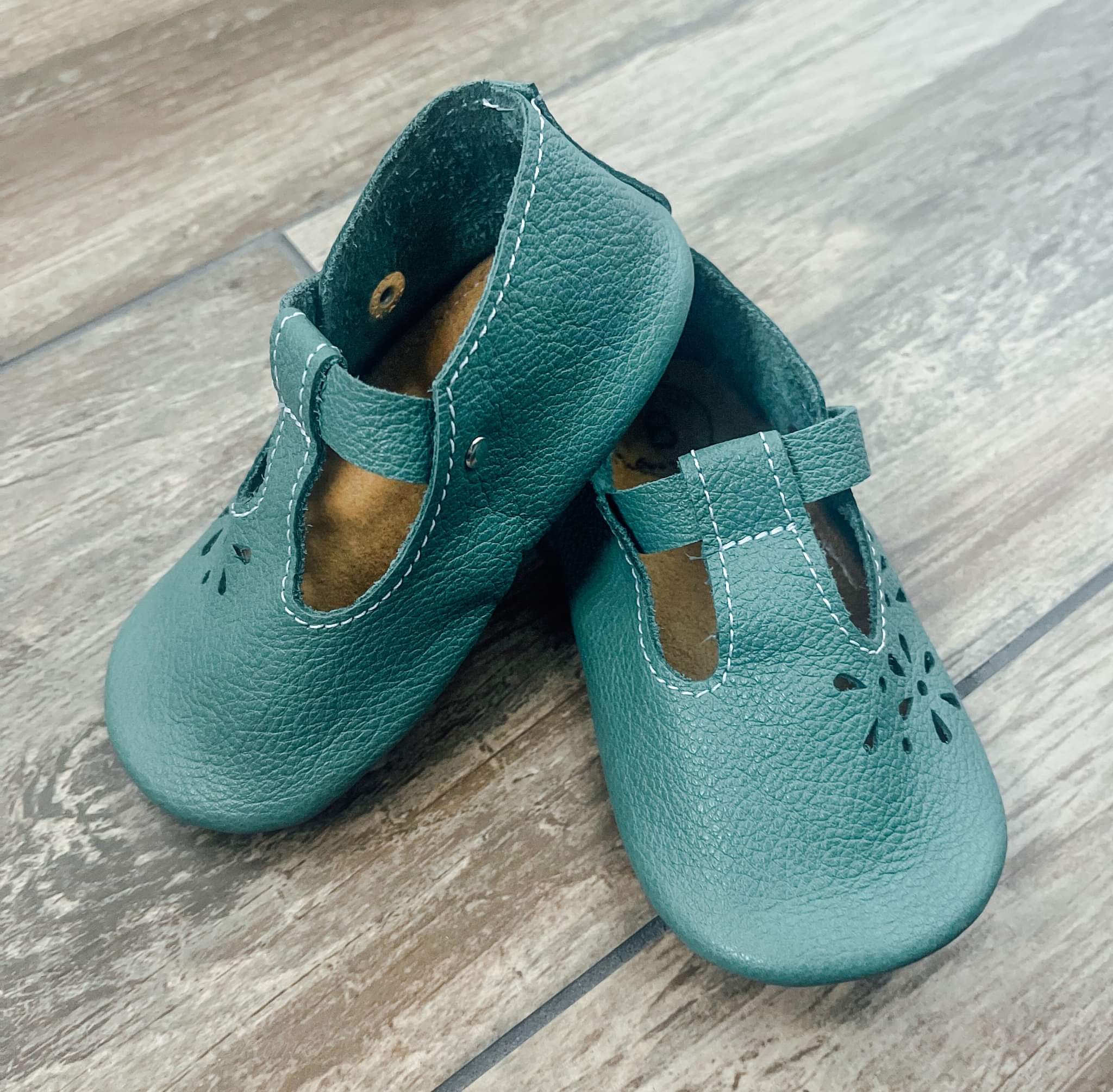 Teal Floral T-Strap